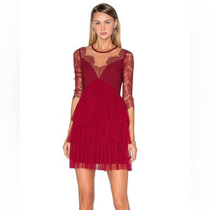NWT Three Floor Kiki Dress in Bordeaux & Nude